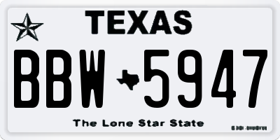 TX license plate BBW5947