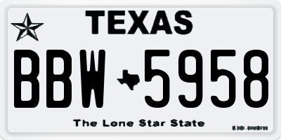 TX license plate BBW5958