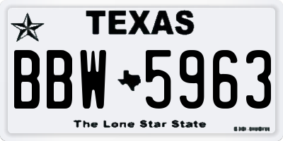 TX license plate BBW5963