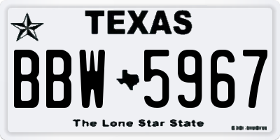 TX license plate BBW5967