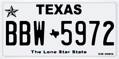 TX license plate BBW5972
