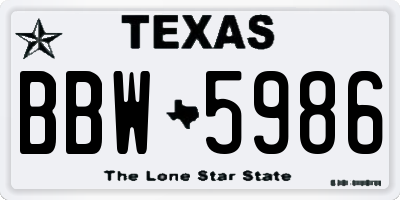 TX license plate BBW5986