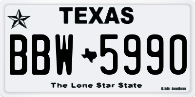 TX license plate BBW5990