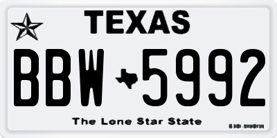 TX license plate BBW5992