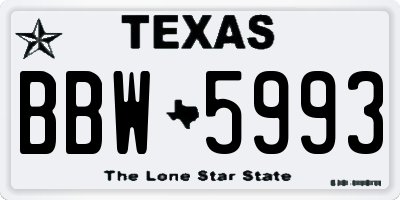 TX license plate BBW5993
