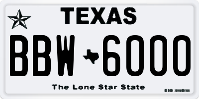 TX license plate BBW6000