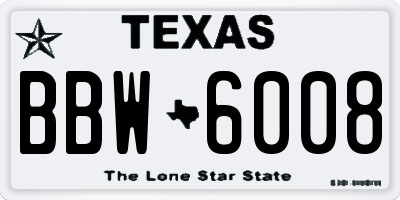 TX license plate BBW6008