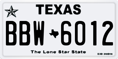 TX license plate BBW6012