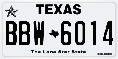 TX license plate BBW6014