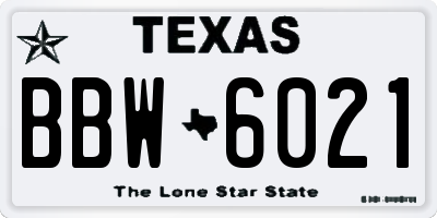 TX license plate BBW6021