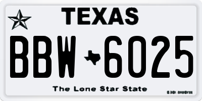 TX license plate BBW6025