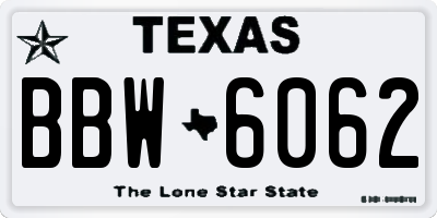 TX license plate BBW6062