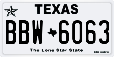 TX license plate BBW6063