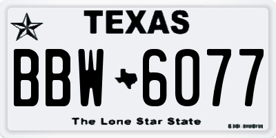 TX license plate BBW6077