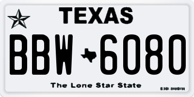 TX license plate BBW6080