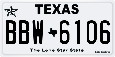 TX license plate BBW6106