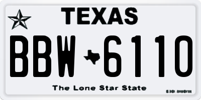 TX license plate BBW6110