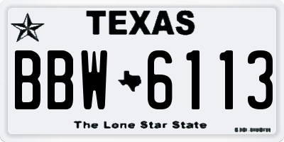 TX license plate BBW6113