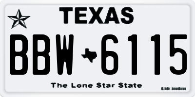 TX license plate BBW6115