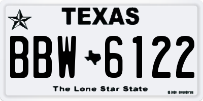 TX license plate BBW6122