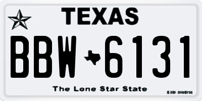TX license plate BBW6131