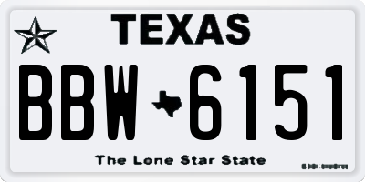 TX license plate BBW6151