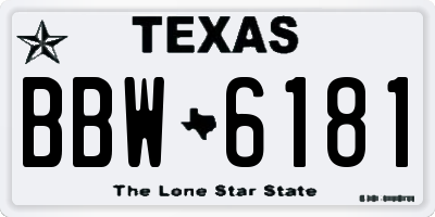 TX license plate BBW6181