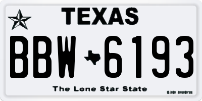 TX license plate BBW6193