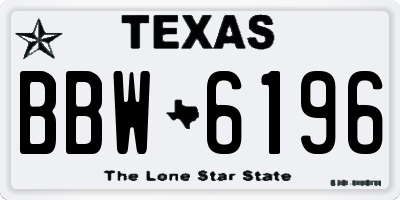 TX license plate BBW6196