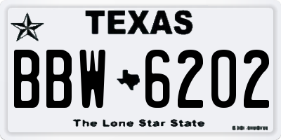TX license plate BBW6202