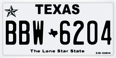 TX license plate BBW6204