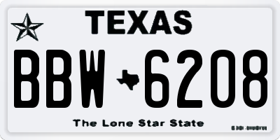 TX license plate BBW6208