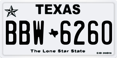TX license plate BBW6260