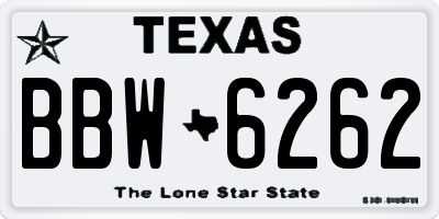 TX license plate BBW6262