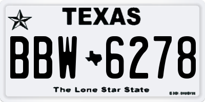 TX license plate BBW6278