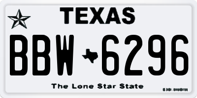 TX license plate BBW6296