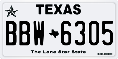 TX license plate BBW6305