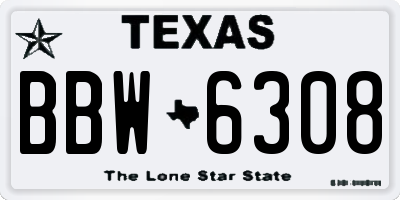 TX license plate BBW6308