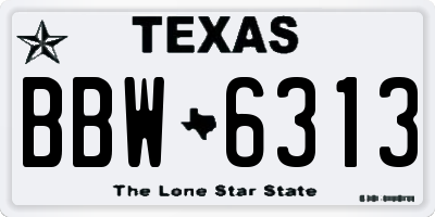 TX license plate BBW6313