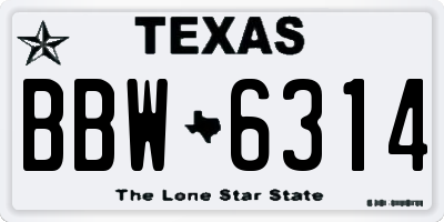 TX license plate BBW6314