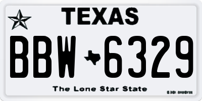TX license plate BBW6329