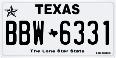 TX license plate BBW6331