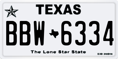 TX license plate BBW6334