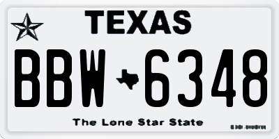 TX license plate BBW6348