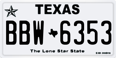 TX license plate BBW6353