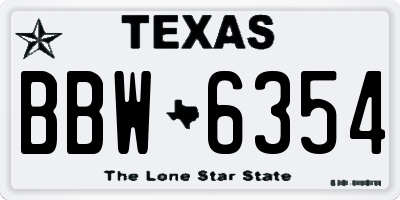 TX license plate BBW6354