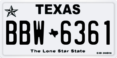 TX license plate BBW6361