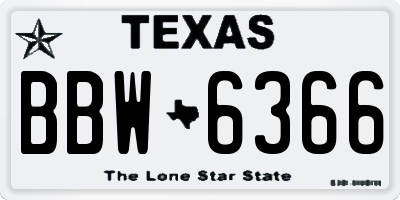 TX license plate BBW6366