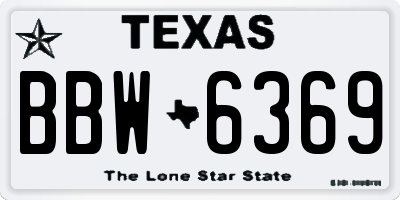 TX license plate BBW6369