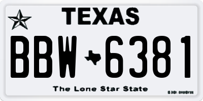 TX license plate BBW6381